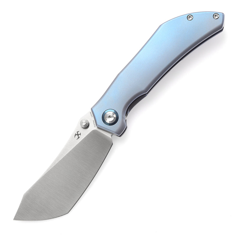 KANSEPT Tipper Thumb Stub Knife Blue Anodized Titanium Handle(3.38'' CPM S35VN Blade)Edgy Bladeworks Design-K1079A1