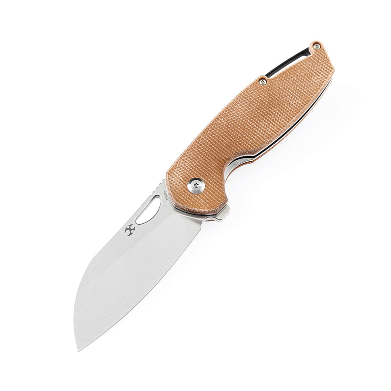 KANSEPT Model 6 Flipper/Thumb Hole Knife Brown Micarta Handle (3.1'' 154CM Blade) -T1022A5