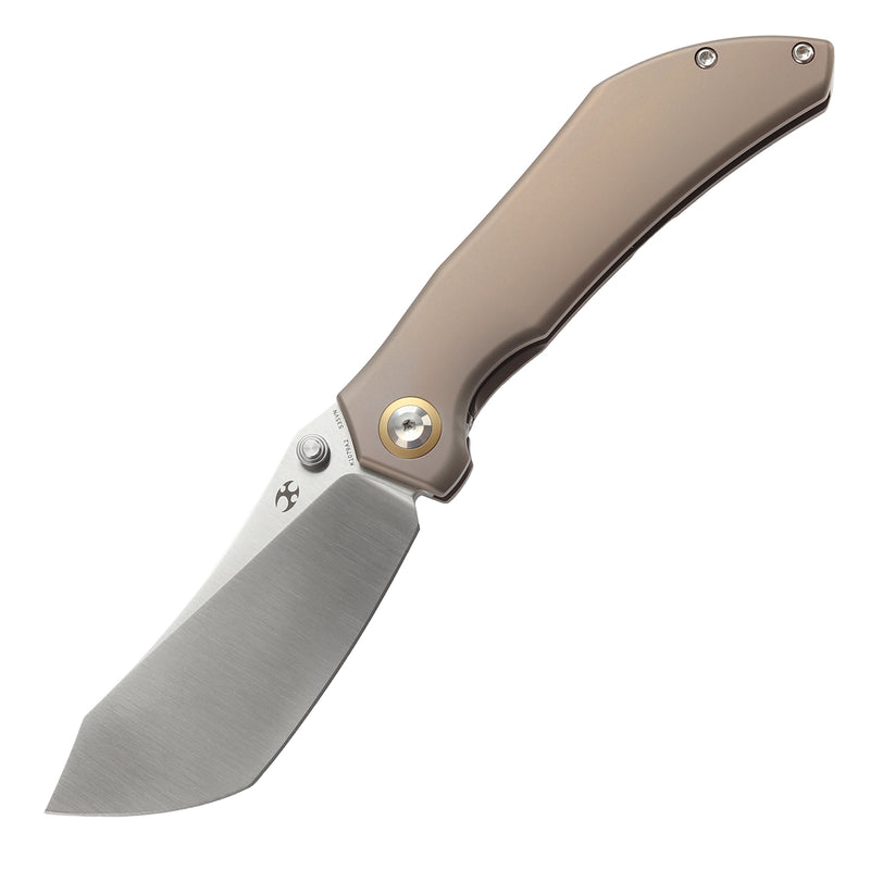 KANSEPT Tipper Thumb Stub Knife Bronze Anodized Titanium Handle(3.38'' CPM S35VN Blade)Edgy Bladeworks Design-K1079A2