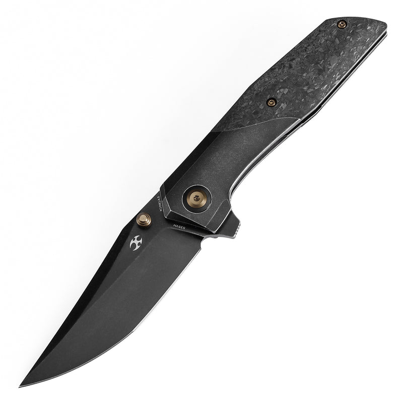 KANSEPT Deadite Thumb Stub Blackwash Titanium with Shred Carbon Fiber Handle (3.52''CPM S35VN Blade ) Tuffknives Designed - K1081A5
