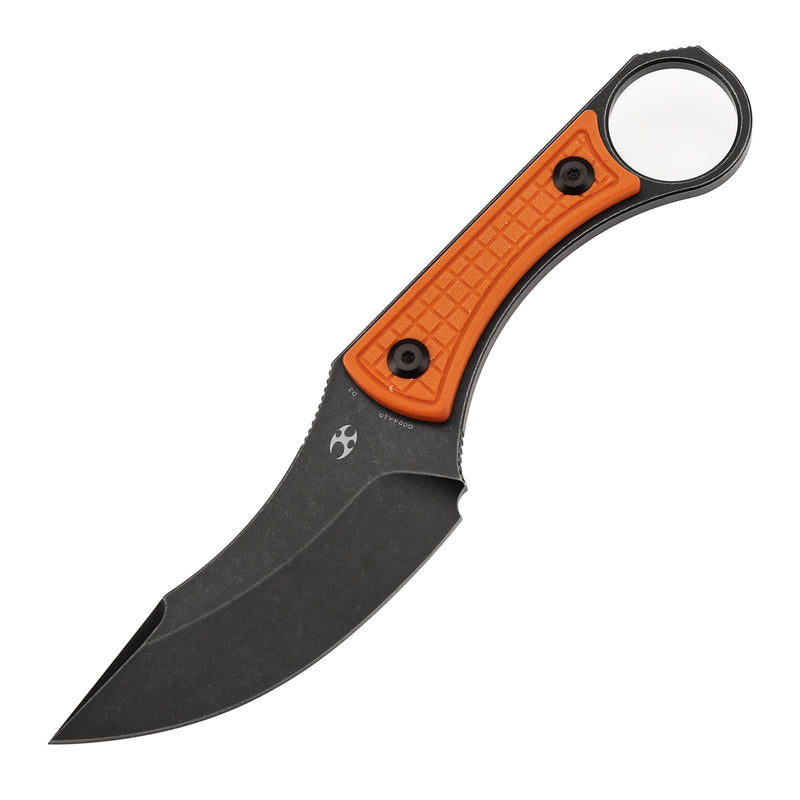 KANSEPT Niko Fixed Knife Orange G10 with Frag Pattern Handle (3.54''Blackwash D2 Blade ) with Sheath Marco Knives Design -G004A10