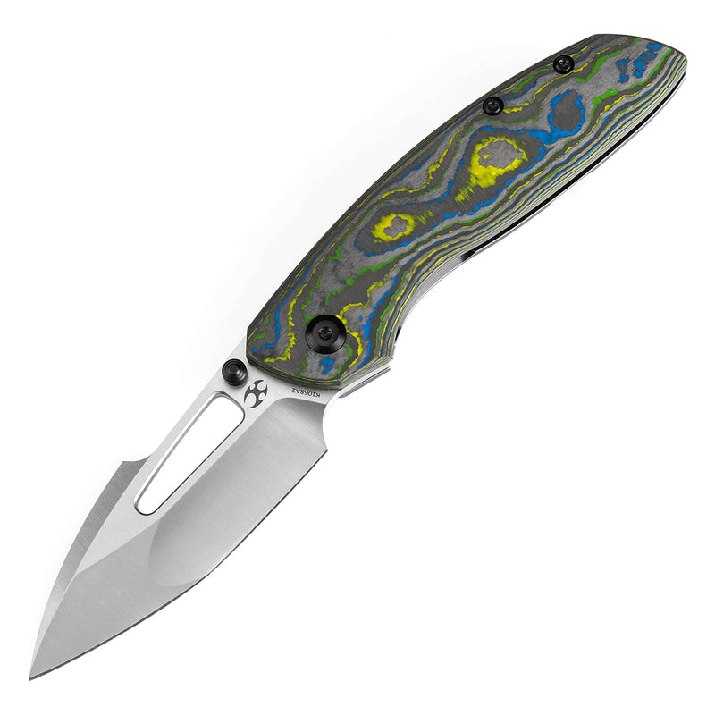 KANSEPT Link Thumb Studs Gecko Camo Carbon and Titanium Handle (3.0''CPM 20CV Blade ) Johnathan Shaw Design-K1068A2
