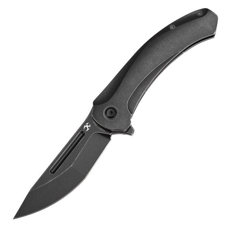 KANSEPT Hira Flipper Blackwash Titanium Handle (3.46" CPM S35VN Blade) with Marco Knives Design-K1090A1