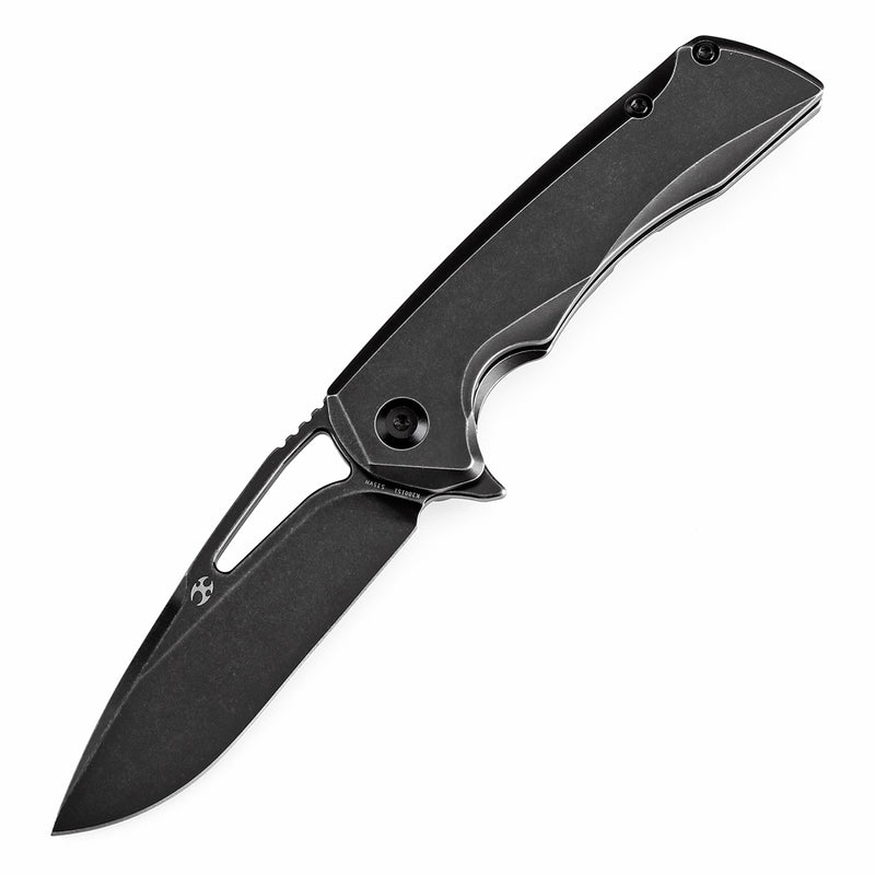 KANSEPT Mini Kryo Thumb Hole Blackwash Titanium Handle (2.9" CPM S35VN  Blade) Kim Ning Design-K2001S1
