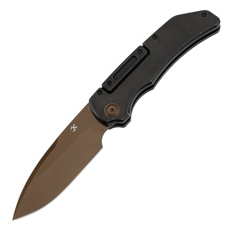 KANSEPT Hazard Bali Lock Knife Blackwash Titanium Handle(3.63" Rose Gold Coated CPM S35VN Blade)Steven Dunnuck Design-K1104H2