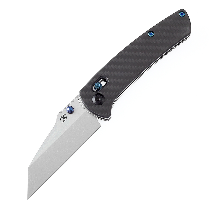 KANSEPT Main Street Thumb Studs/ Crossbar Lock Kinfe Twill Carbon Fiber G10 Handle (3.36'' 154CM Blade) Dirk Pinkerton Design-T1015V4