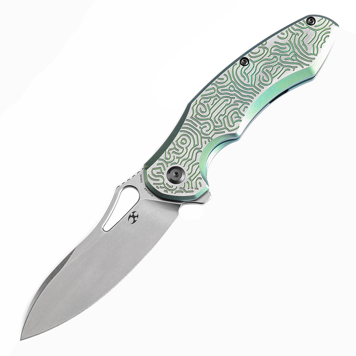 KANSEPT Echis Thumb Hole Green Anodized Textured Titanium Handle