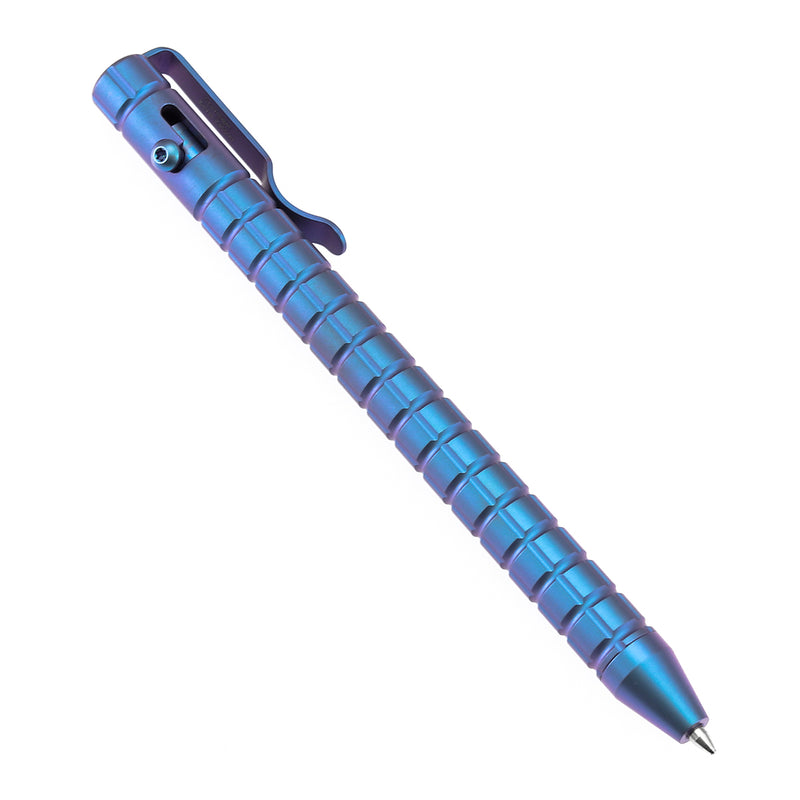 Kansept EDC Scavenger Bolt Action Blue Anodized Titanium Pen with Frag Pattern Designed by Kevin Passon-G013H5