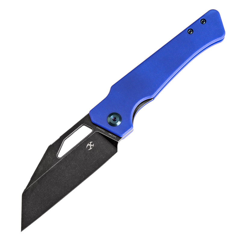 KANSEPT Egress T1033A2 Black Stonewashed 14C28N Blue G10 Handle with Nitch Designs Design