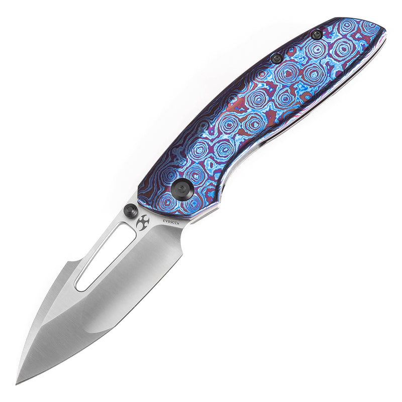 KANSEPT Link Thumb Studs Timascus and Blackwash Titanium Handle (3.0''CPM 20CV Blade )Johnathan Shaw Design-K1068A3