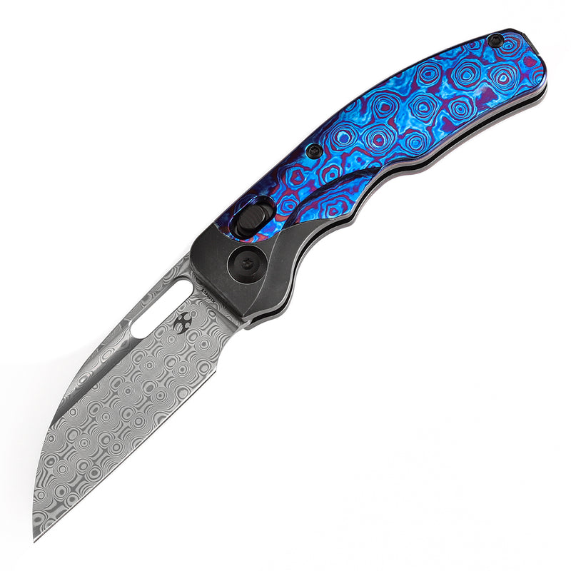 KANSEPT Vivid Cross Bar Lock Blackwashed Titanium with Timascus Handle (3.04'' Damascus Blade) Jacob Lundquist Designed-K1094V5