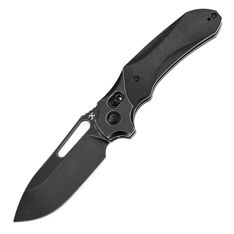 KANSEPT Quasar Cross Bar Lock Black Micarta Handle (3.38" 154CM Blade) with Munko Knives Design-T1099V2