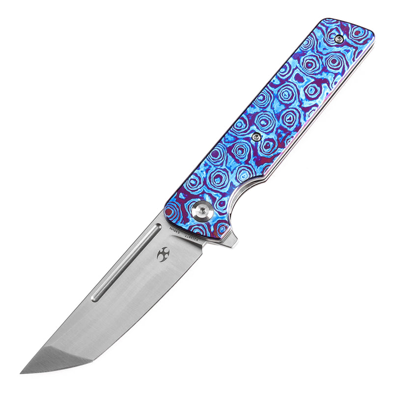 KANSEPT Anomaly Flipper Knife Timascus Handle with Timascus Clip(3.14''CPM-S35VN Blade) Dirk Pinkerton-K2038T7