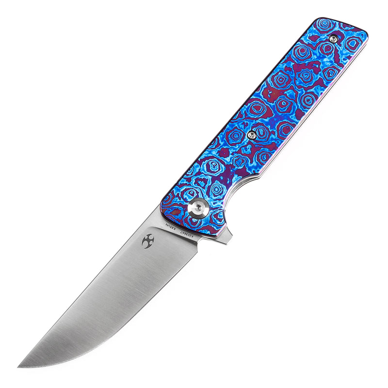 KANSEPT Anomaly Flipper Knife Timascus Handle with Timascus Clip(3.14''CPM-S35VN Blade) Dirk Pinkerton-K2038A7