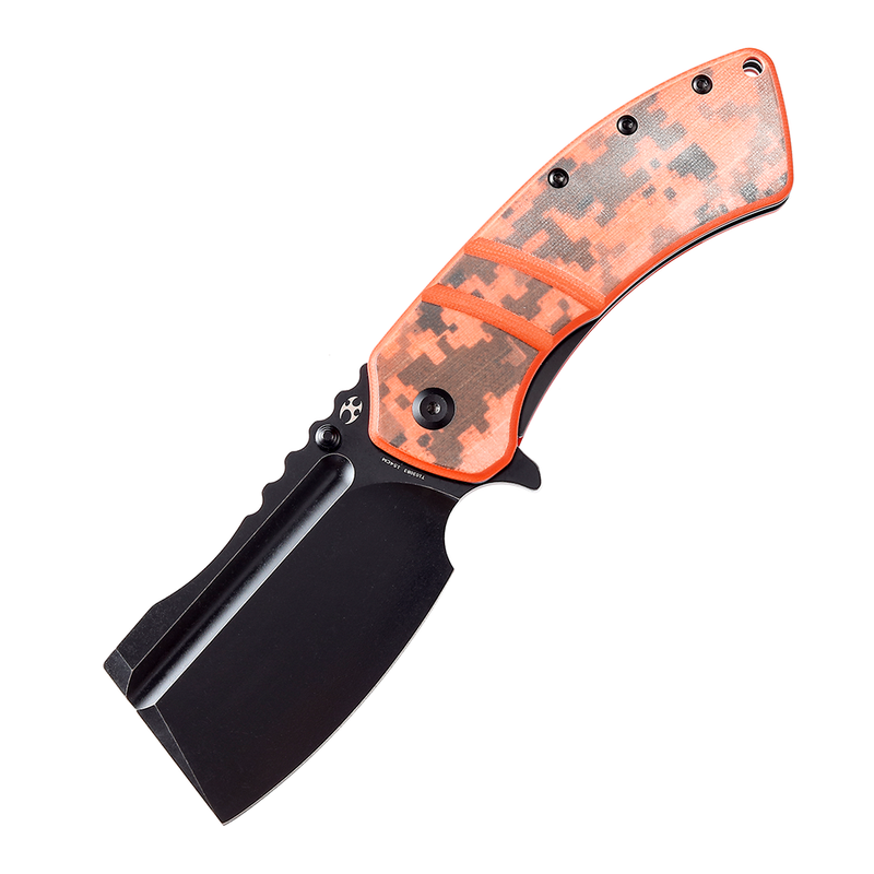 XL Korvid T1030B3 Black Stonewashed 154CM Blade Orange and Camouflage G10 Handle Designed by Koch Tools