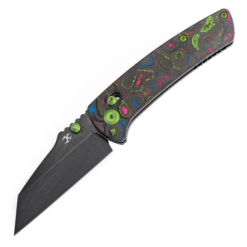 KANSEPT Main Street Thumb Studs/Crossbar Lock Knife 80S Camo Carbon Fiber Handle(3.36''CPM S35VN Blade) Dirk Pinkerton Design-K1015M3