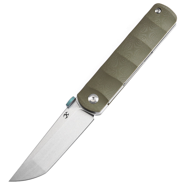 KANSEPT BTF Thumb Disc Knife Green G10 Handle (3.24'' CPM-S35VN Blade)Rolf  Helbig-K1064A1