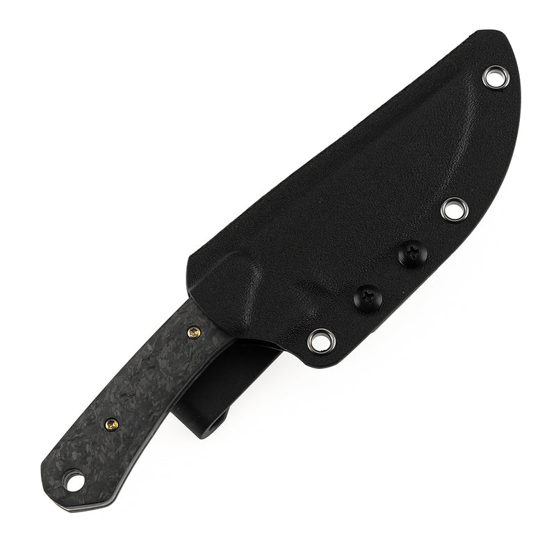 KANSEPT Flank Fixed Blade Shred Carbon Fiber Handle (3.69'' Black Stonewashed D2 Blade) TuffKnives Designed- G006A1