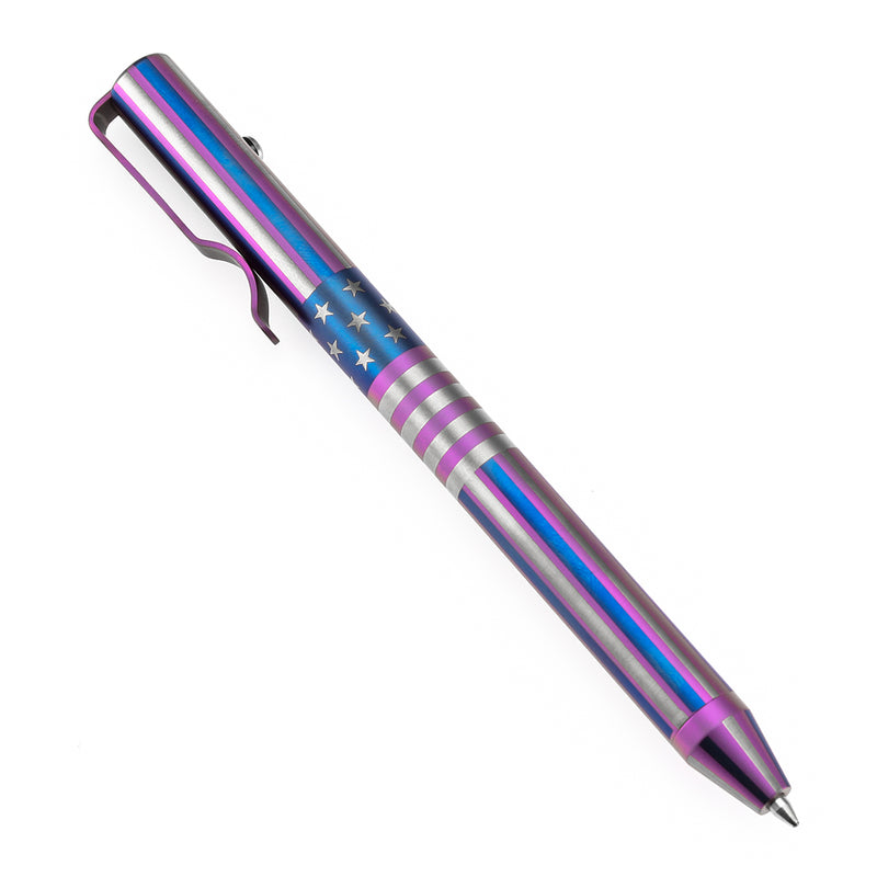Kansept EDC Scavenger Bolt Action Titanium Pen with American Flag Pattern Designed by Kevin Passon-G013H1