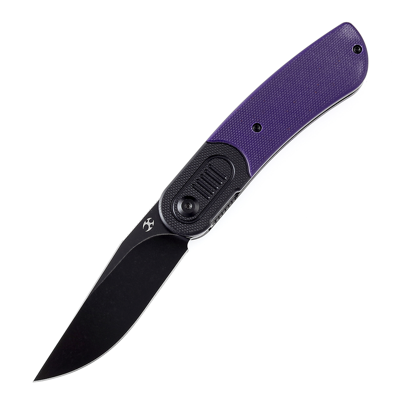 Reverie T2025B5 Black Stonewashed 154CM Blade Black and Purple G10 Handle Design by Justin Lundquist