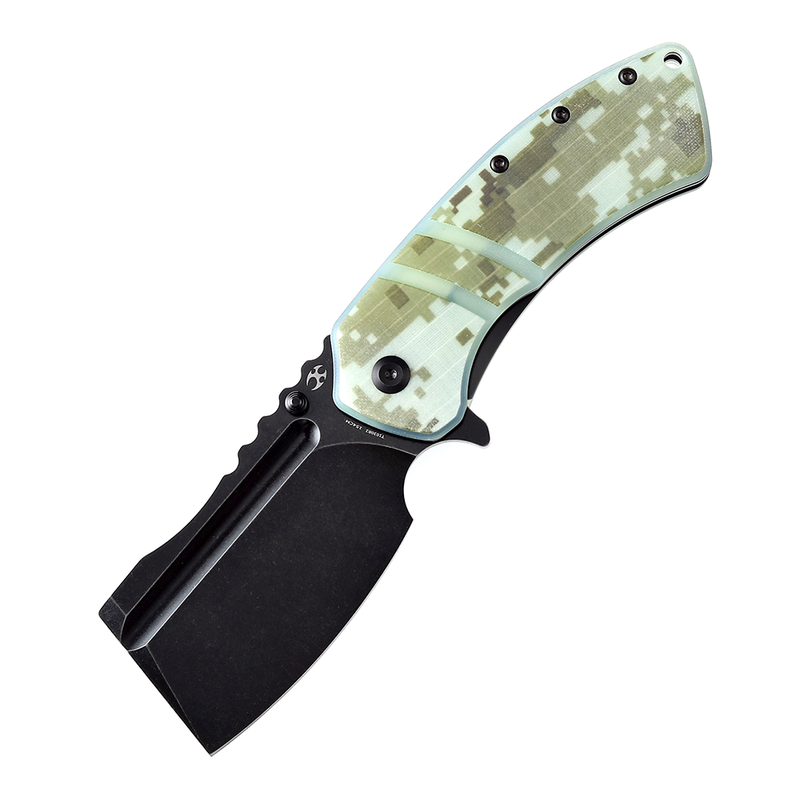 XL Korvid T1030B2 Black Stonewashed 154CM Blade Jade and Camouflage G10 Handle Designed by Koch Tools
