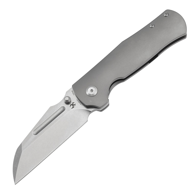 KANSEPT Dreadnaught Thumb Stubs Stonewashed Titanium Handle (3.49''CPM S35VN Blade ) Daniel Sparhawk Design -K1082A1