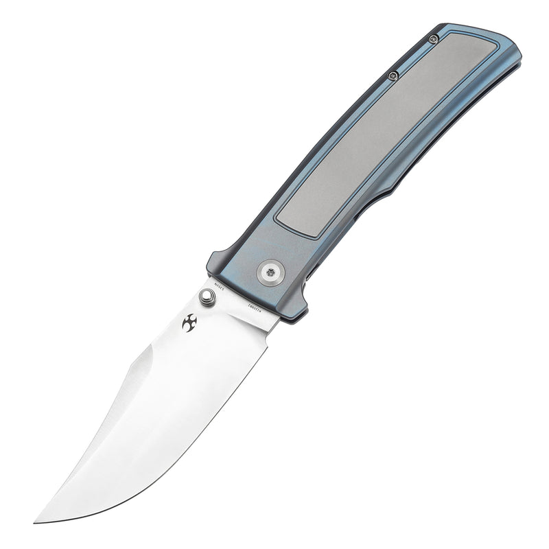 KANSEPT Bison Thumb Stub Blue Anodized Titanium Handle (4.25" CPM S35VN Blade) with Ray Laconico Knives Design-K1108B2