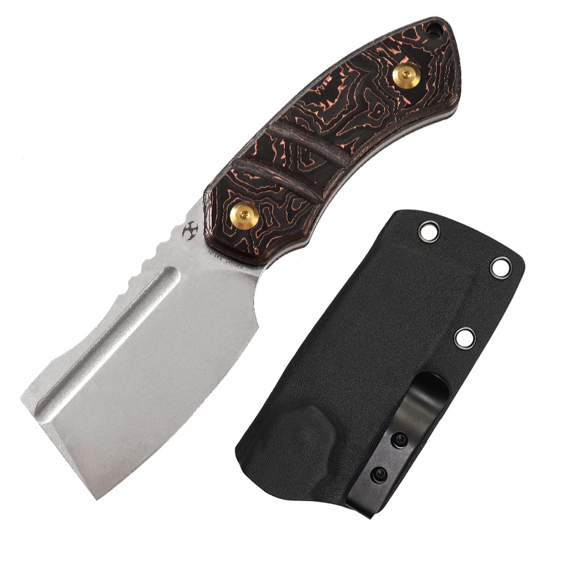 KANSEPT Korvid S Fixed Blade Copper Carbon Fiber + Kydex Sheath Handle (2.9" CPM-S35VN Blade) Koch Tools -G2030A7