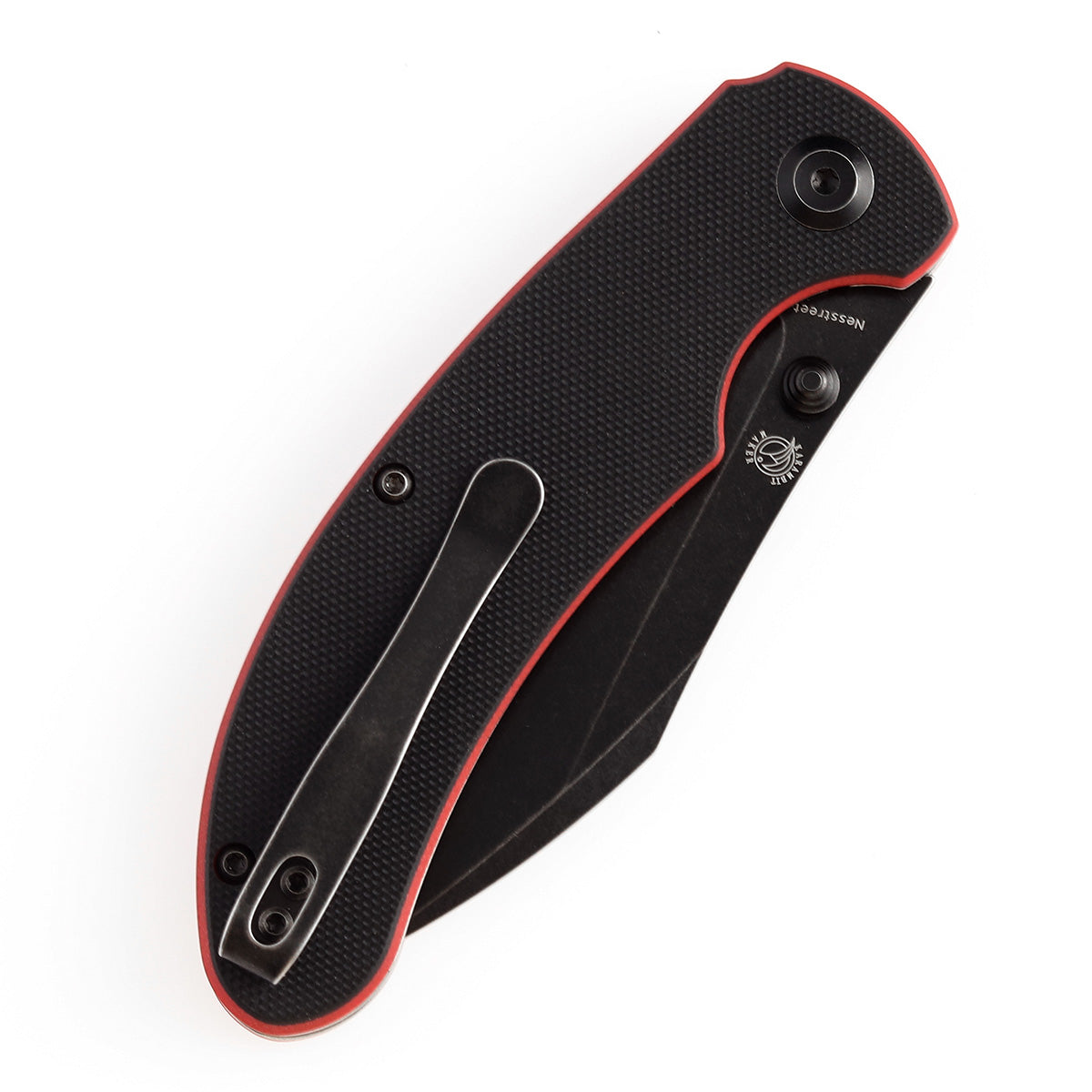 KANSEPT Nesstreet Thumb Stub Knife Black & Red G10 Handle (3.58