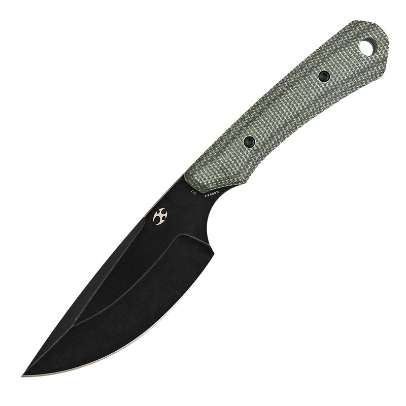 KANSEPT Flank Fixed Blade Green Micarta Handle (3.69'' Black Stonewashed D2 Blade) TuffKnives Designed- G006A4
