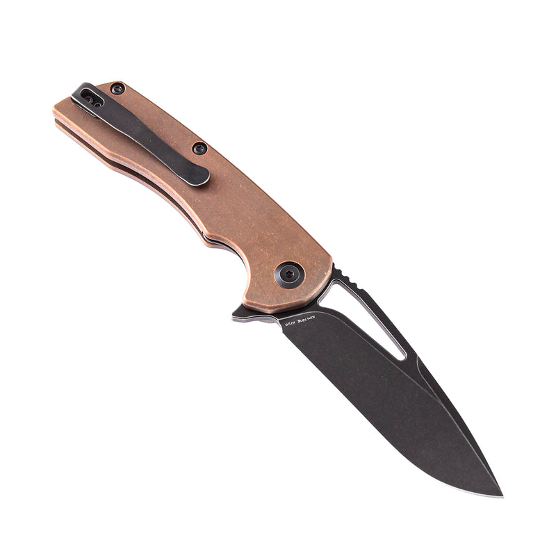 KANSEPT Kryo Thumb Hole  Knife Anodized Copper Handle (3.58'' CPM-S35VN Blade)Kim Ning Design-K1001C2