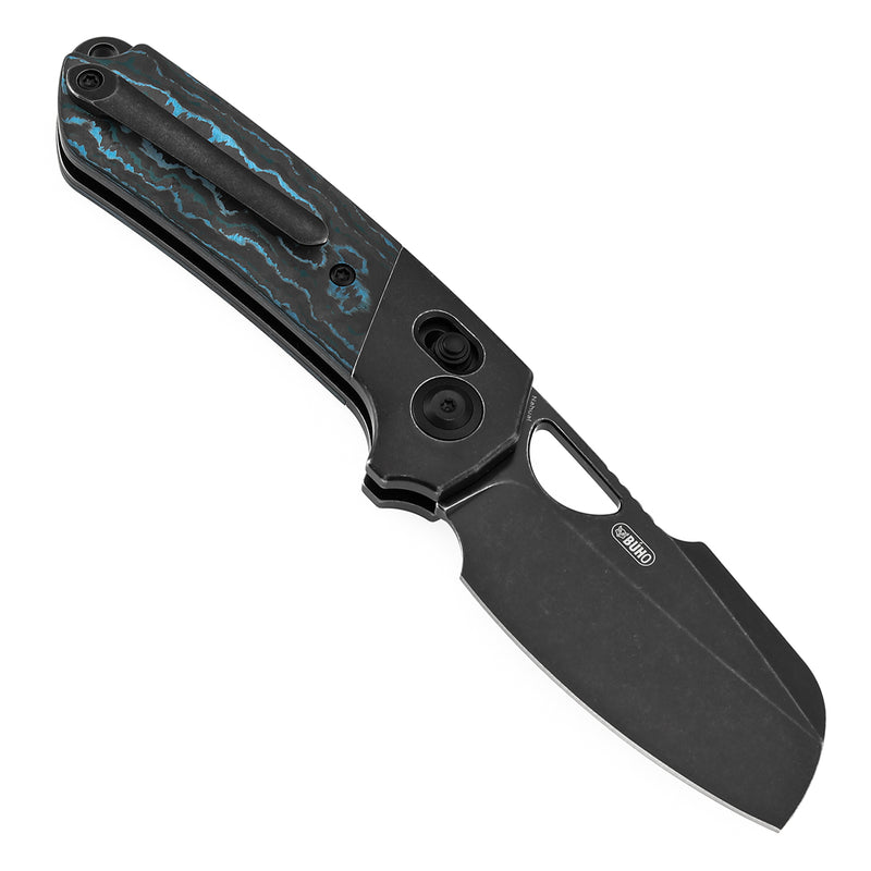 KANSEPT Nahual Crossbar Lock Knife Blackwash Titanium with Arctic Storm  Fatcarbon Handle(2.95" Magnacut Blade)Javier Garcia Design-K2125V4
