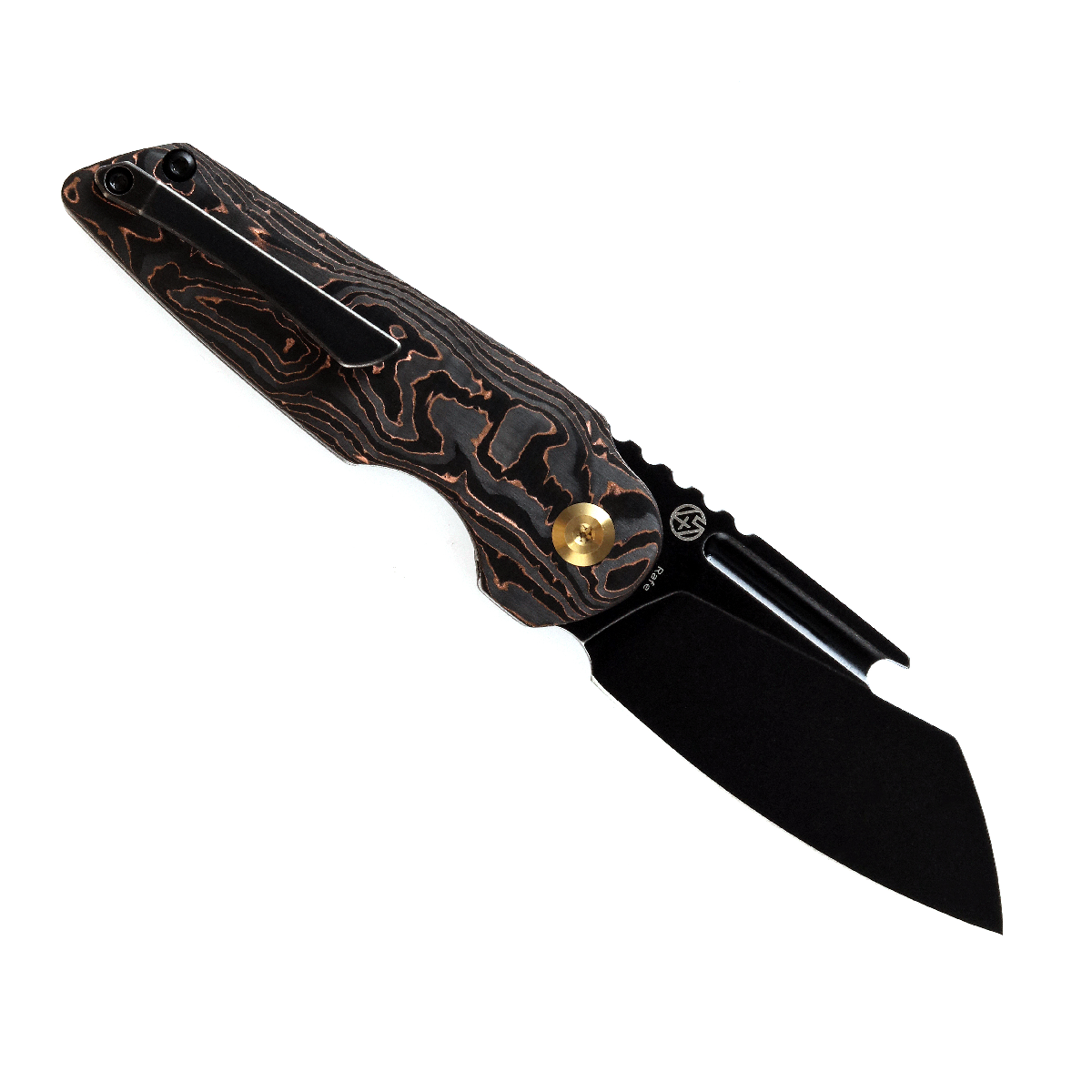 KANSEPT Rafe Flipper Knife Copper Carbon Fiber Handle (2.6'' CPM-S35VN ...