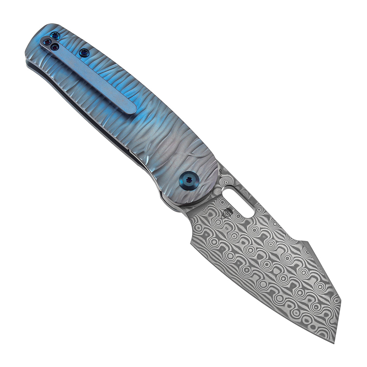 Nested Lock KANSEPT Orlok | Nested Liner Lock | Blue Anodized Ti with Micro Rock T ...