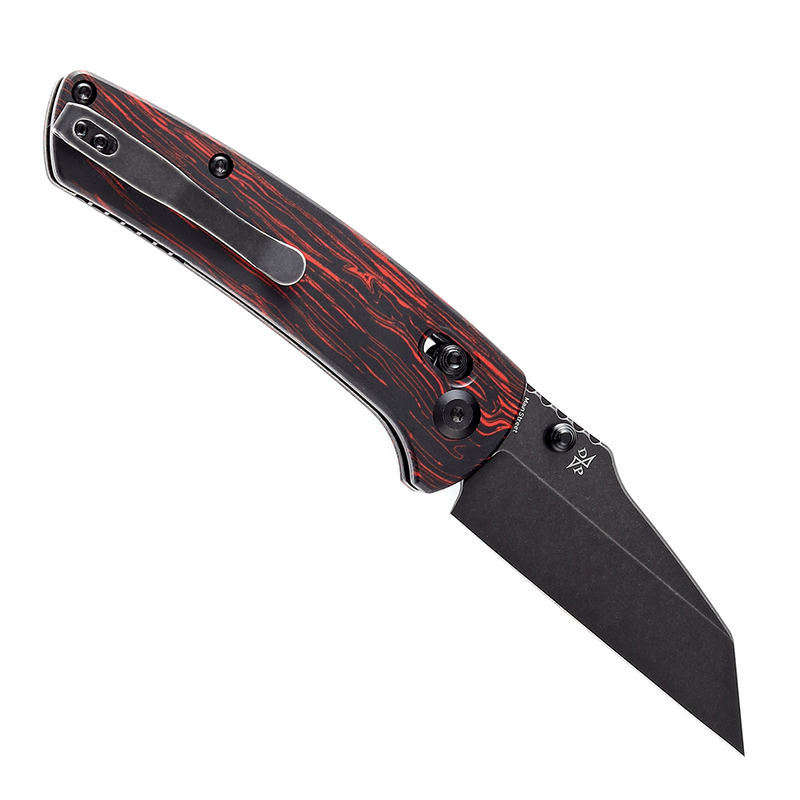 KANSEPT Main Street Thumb Studs/Crossbar Lock KnifeBlack and Red G-Mascus  Handle (3.36''154CM Blade) Dirk Pinkerton Design-T1015V5