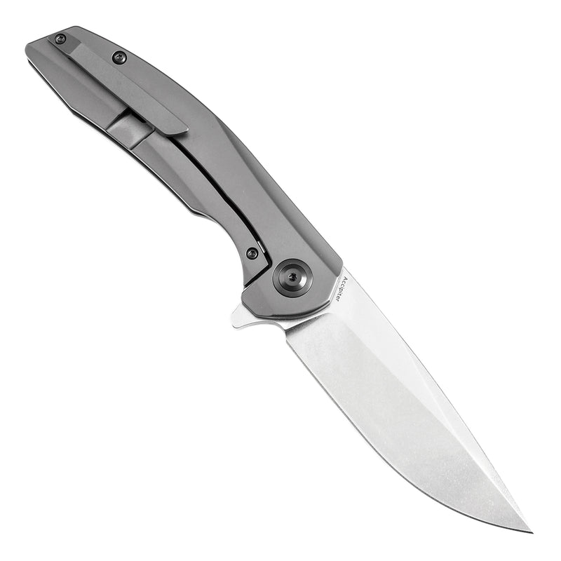 KANSEPT Accipiter Titanium and Green Carbon Fiber Handle (3.50" CPM S35VN Blade) Kim Ning Design-K1007E1