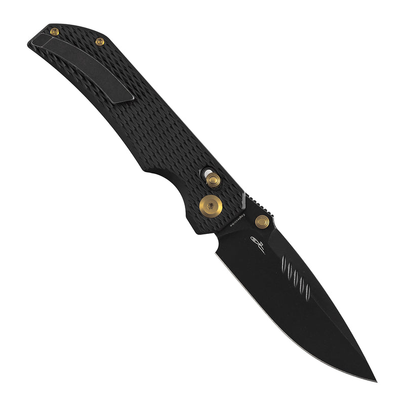 KANSEPT Eaglestrike Crossbar Lock Knife Black Anodized Titanium with Diamond Pattern Handle(3.73'' CPM S35VN Blade) James Lowe Design-K1095V6