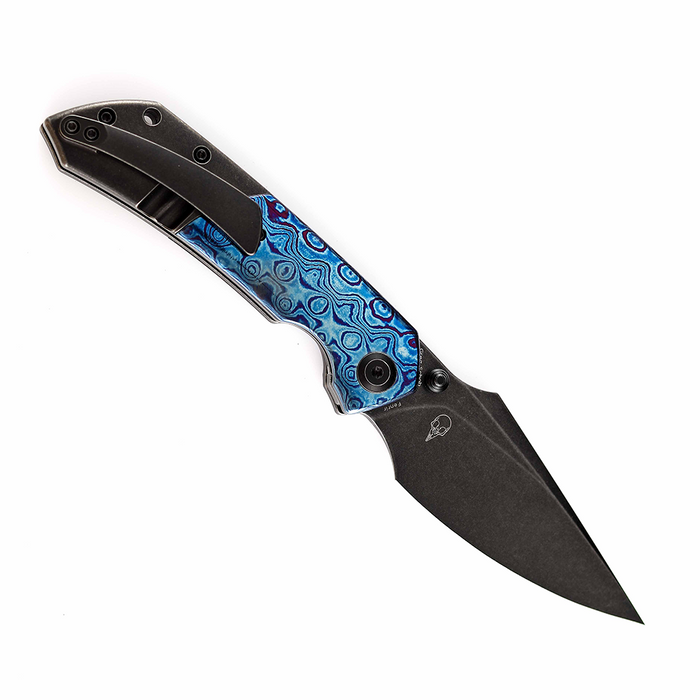 KANSEPT Fenrir Flipper Knife Timascus + Stonewashed Titanium Handle (3.48''CPM-S35VN Blade) Greg Schob Design -K1034B2