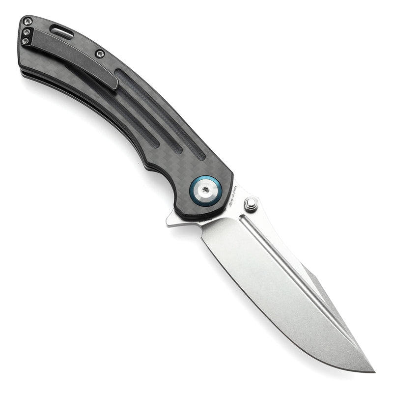 KANSEPT Pretatout Thumb Stub Flipper Carbon Fiber and G10 Handle (3.56“ CPM S35VN Blade) with Kmaxrom Design-K1032A5