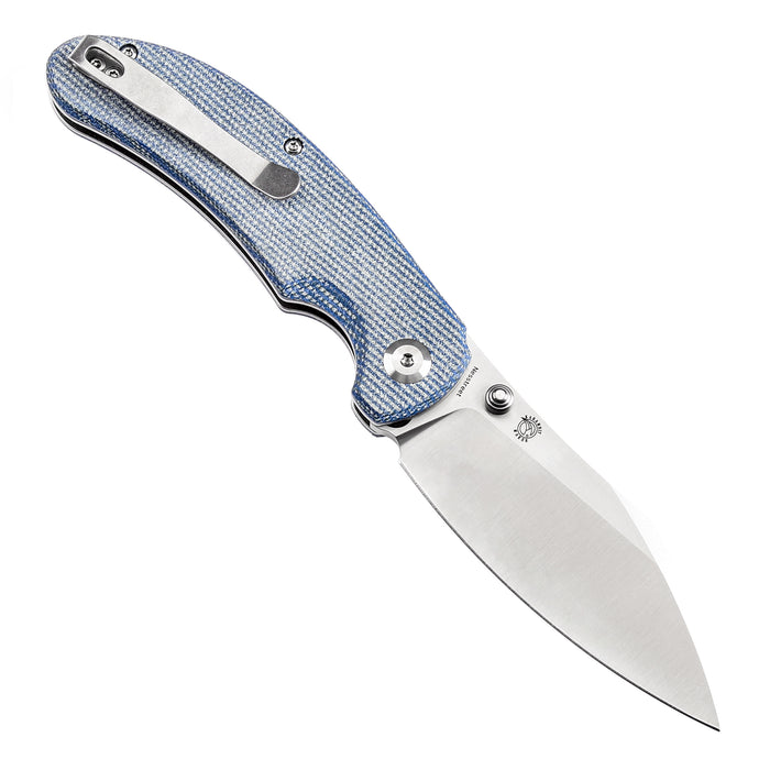 Tenable Nesstreet Folding Knife Blue Micarta Handle(3.58'' Satin 14C28N Blade)Karambit Maker Design-T1039F5