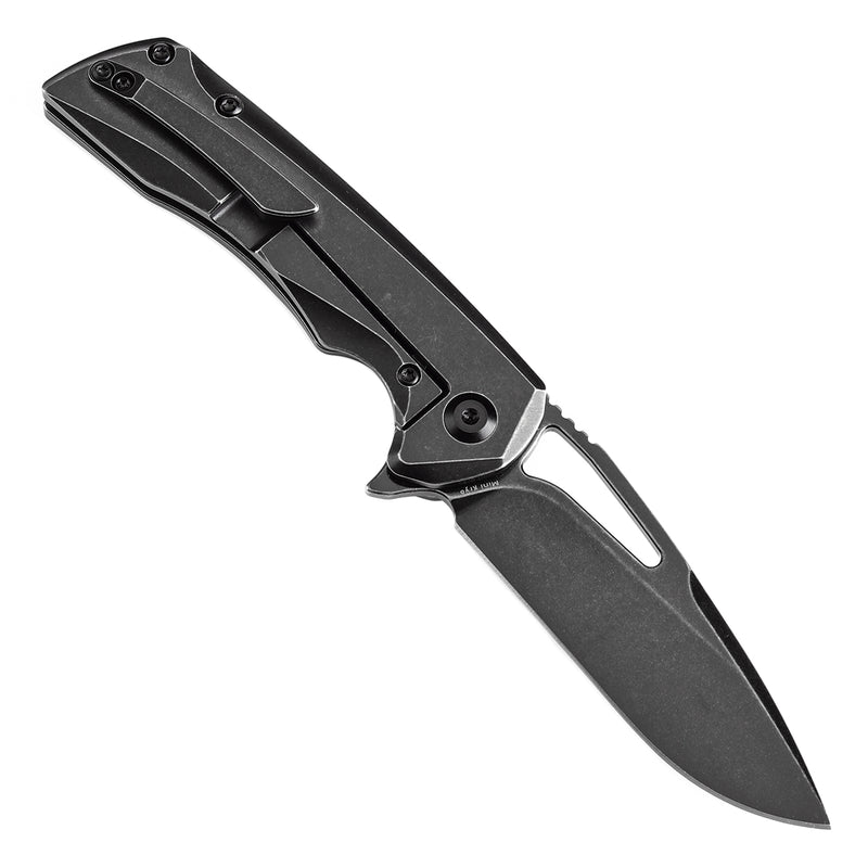 KANSEPT Mini Kryo Thumb Hole Blackwash Titanium Handle (2.9" CPM S35VN  Blade) Kim Ning Design-K2001S1