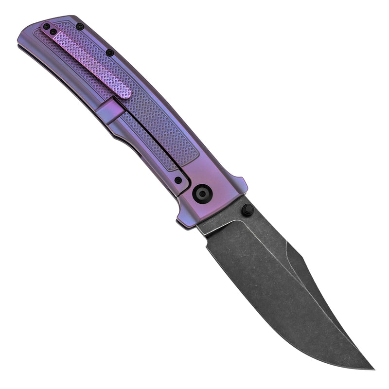 KANSEPT Bison Thumb Stub Purple Anodized Titanium with Frag Pattern Handle 4.25" CPM S35VN Blade) with Ray Laconico Knives Design-K1108A5