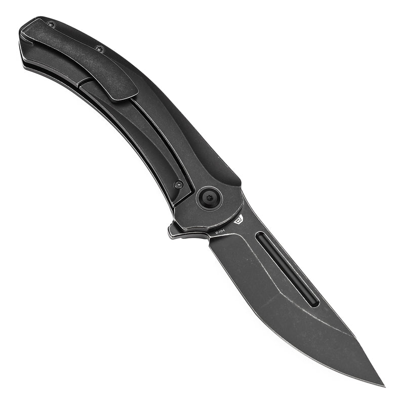 KANSEPT Hira Flipper Blackwash Titanium Handle (3.46" CPM S35VN Blade) with Marco Knives Design-K1090A1