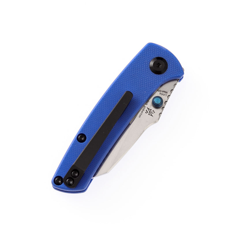 KANSEPT Little Main Street Thumb Studs Knife Blue G10 Handle (2.26'' 154CM Blade) Dirk Pinkerton Design -T2015A4