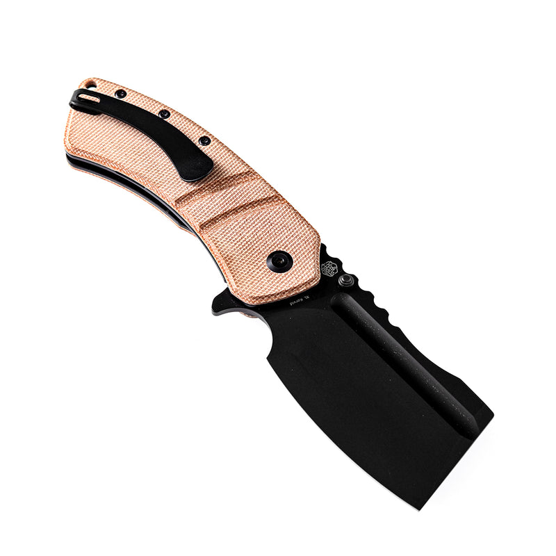 KANSEPT Thumb Stub XL Korvid Brown Micarta Handle (3.55'' 154CM Blade) Designed by Koch Tools-T1030A2