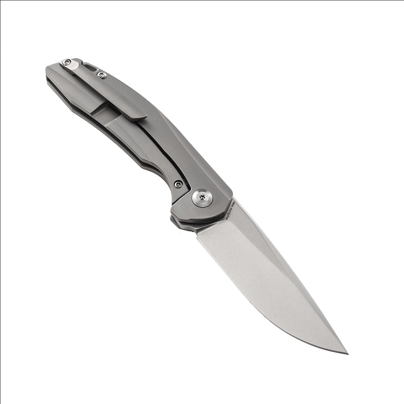 KANSEPT Mini Accipiter Front Flipper Knife OD Green Canvas Micarta +Titanium Handle( 2.9" CPM S35VN Blade) Kim Ning Design-K2007A1