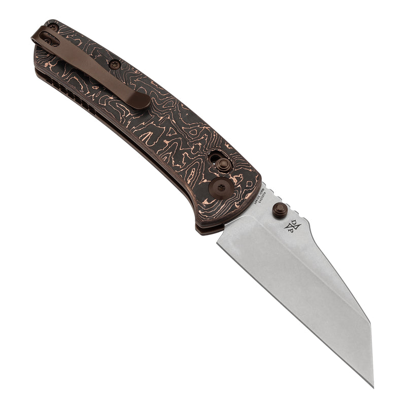 KANSEPT Main Street Crossbar Lock Knife Copper Carbon Fiber Handle(3.36" CPM S35VN Blade)Pinkerton Knives Design-K1015V3