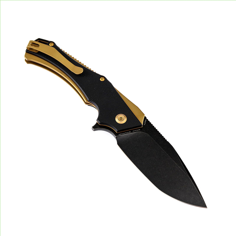 Hellx T1008A7 Black TiCn Coated and Stonewashed  D2 Blade Black G10+ Bronzed Anodized Stainless Steel Handle with  Mikkel Willumsen Design