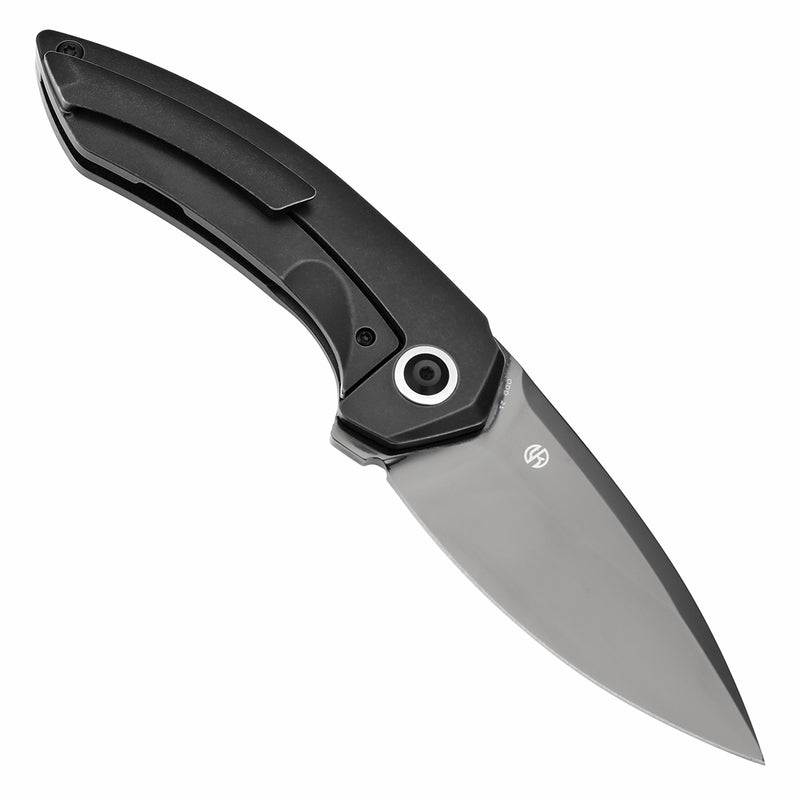 ODD 21 Frame Lock Blackwash Titanium with Bronze Anodized Holes Handale (3.08'' Mirror DLC CPM20CV Blade with Tuff Knives Design K1077A6