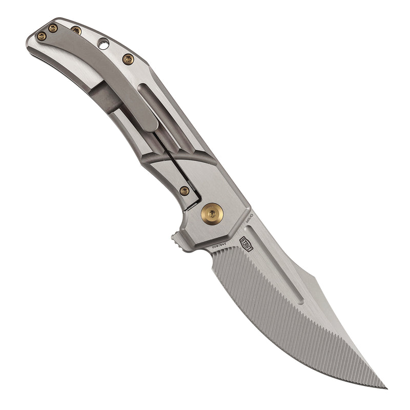 KANSEPT Orion Limited Version Flipper Bronze Anodized and Machine Satin Titanium Handle (3.07" Machine Satin CPM S35VN with CNC Milling Blade) JB Stout Design-K1089B3